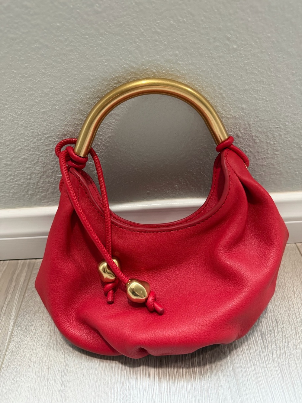NWOT Madewell Camren Mini Bag Red Leather Shoulder Bag with Gold Handle